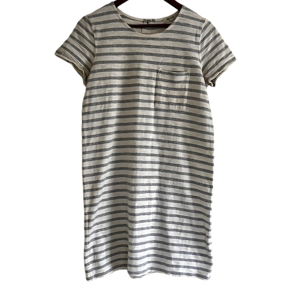 Madewell Button Back Striped T-Shirt Dress Small - Picture 3 of 8